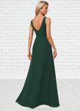 Jazmyn A-line Boat Neck Floor-Length Chiffon Bridesmaid Dress STKP0022592