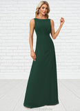 Jazmyn A-line Boat Neck Floor-Length Chiffon Bridesmaid Dress STKP0022592