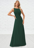 Jazmyn A-line Boat Neck Floor-Length Chiffon Bridesmaid Dress STKP0022592