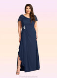 Payten A-Line Side Slit Chiffon Floor-Length Dress STKP0022622