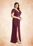 Diamond Sheath V-Neck Pleated Chiffon Floor-Length Dress STKP0022630