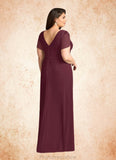 Diamond Sheath V-Neck Pleated Chiffon Floor-Length Dress STKP0022630