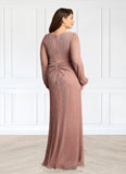 Emilie A-Line Ruched Metallic Mesh Floor-Length Dress STKP0022633