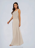 Ivy Sheath Square Neckline Sequins Chiffon Floor-Length Dress STKP0022638