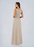 Ivy Sheath Square Neckline Sequins Chiffon Floor-Length Dress STKP0022638