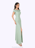 Tiara A-Line Boatneck Lace Chiffon Floor-Length Dress STKP0022648