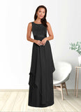 Aniyah A-Line Lace Chiffon Floor-Length Dress STKP0022652