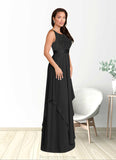 Aniyah A-Line Lace Chiffon Floor-Length Dress STKP0022652