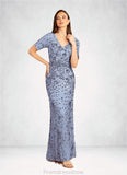 London A-Line V-Neck Sequins Sequins Floor-Length Dress STKP0022657