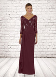 Mallory Sheath Sequins Lace Floor-Length Dress STKP0022673