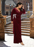 Kitty Mermaid V-Neck Pleated Velvet Floor-Length Dress STKP0022683