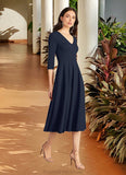 Jazlyn A-Line Stretch Crepe Tea-Length Dress STKP0022684