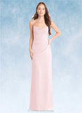 Danielle Sheath Pleated Chiffon Floor-Length Dress Blushing Pink STKP0022707