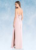 Danielle Sheath Pleated Chiffon Floor-Length Dress Blushing Pink STKP0022707