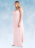 Danielle Sheath Pleated Chiffon Floor-Length Dress Blushing Pink STKP0022707