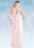 Danielle Sheath Pleated Chiffon Floor-Length Dress Blushing Pink STKP0022707