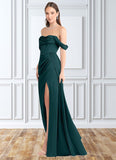 Patience Sheath Convertible Stretch Satin Floor-Length Dress Pine STKP0022710