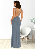 Jadyn Sheath Corset Luxe Knit Floor-Length Dress dusty blue STKP0022719