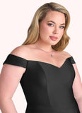 Emilee Off Shoulder Dropwaist Stretch Satin Ball Gown black STKP0022726