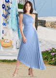 Karli A-Line One Shoulder Chiffon Asymmetrical Dress Steel Blue STKP0022731