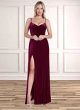 Aryanna Mermaid Velvet Floor-Length Dress Cabernet STKP0022736