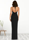 Trinity Sheath Pleated Luxe Knit Floor-Length Dress black STKP0022743