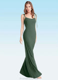 Penelope Sheath Bow Luxe Knit Floor-Length Dress Eucalyptus STKP0022744