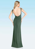 Penelope Sheath Bow Luxe Knit Floor-Length Dress Eucalyptus STKP0022744