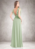 Tricia A-Line Pleated Stretch Chiffon Floor-Length Dress Dusty Sage STKP0022745