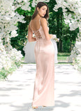 Peyton Sheath Corset Metallic Satin Floor-Length Dress Rose Gold STKP0022746