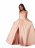 Anabel Beaded Sweetheart Cowl Dropwaist Stretch Satin Ball Gown English Rose STKP0022753