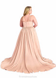 Anabel Beaded Sweetheart Cowl Dropwaist Stretch Satin Ball Gown English Rose STKP0022753