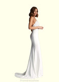 Ashanti Mermaid Sweetheart Sequins Stretch Crepe Chapel Train Dress Diamond White/Champagne STKP0022764