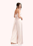 Mary V-Neck Pleated Lace Crepe Back Satin Jumpsuit Diamond White STKP0022767