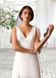 Jess A-Line V-Neck Stretch Crepe Tea-Length Dress Diamond White STKP0022769