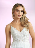 Rayna A-Line Lace Chiffon Chapel Train Dress Diamond White/Nude STKP0022775