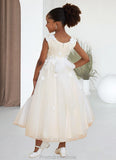 Katelynn A-Line Lace Tulle Ankle-Length Dress Diamond White/Champagne STKP0022810