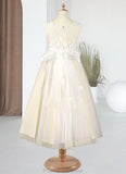 Katelynn A-Line Lace Tulle Ankle-Length Dress Diamond White/Champagne STKP0022810