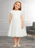 Alison A-Line Lace Tulle Knee-Length Dress Diamond White STKP0022813