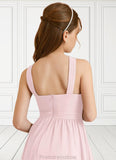 Sharon A-Line Pleated Chiffon Floor-Length Junior Bridesmaid Dress Blushing Pink STKP0022849