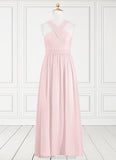 Sharon A-Line Pleated Chiffon Floor-Length Junior Bridesmaid Dress Blushing Pink STKP0022849