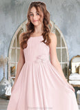 Ruth A-Line Floral Chiffon Floor-Length Junior Bridesmaid Dress Blushing Pink STKP0022851