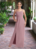 Kathleen A-Line Chiffon Floor-Length Junior Bridesmaid Dress dusty rose STKP0022856