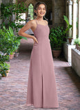 Kathleen A-Line Chiffon Floor-Length Junior Bridesmaid Dress dusty rose STKP0022856