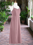 Kathleen A-Line Chiffon Floor-Length Junior Bridesmaid Dress dusty rose STKP0022856