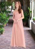 Jacquelyn A-Line Pleated Chiffon Floor-Length Junior Bridesmaid Dress Rosette STKP0022868