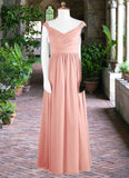 Jacquelyn A-Line Pleated Chiffon Floor-Length Junior Bridesmaid Dress Rosette STKP0022868