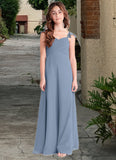 Louise A-Line Sweetheart Neckline Chiffon Floor-Length Junior Bridesmaid Dress dusty blue STKP0022869