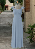 Louise A-Line Sweetheart Neckline Chiffon Floor-Length Junior Bridesmaid Dress dusty blue STKP0022869