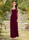 Katharine A-Line Velvet Floor-Length Junior Bridesmaid Dress Cabernet STKP0022870